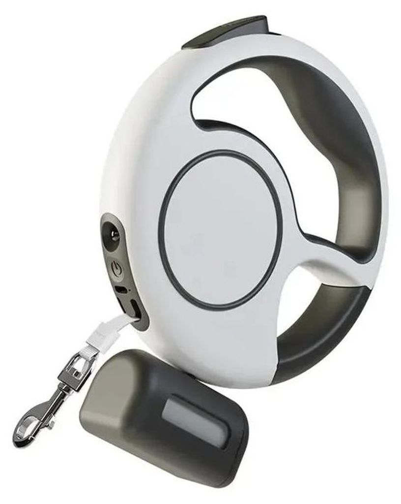 Hundeleine - Rollleine - 3 m - LED-Licht - USB wiederaufladbar - 360° drehbar - Reflektierend - Für kleine & mittelgroße Hunde - Schwarz