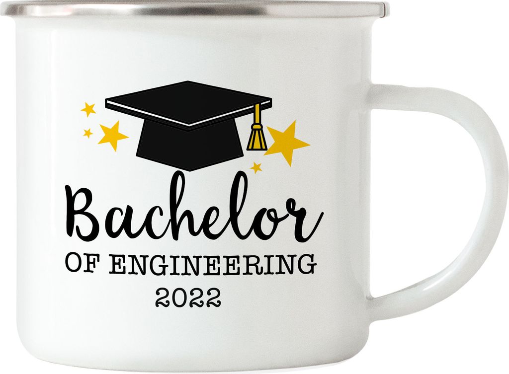 Bachelor of Engineering 2022 Emaille Tasse Blau Abschluss Geschenk Studium Absolvent Bachelorabschluss Uni