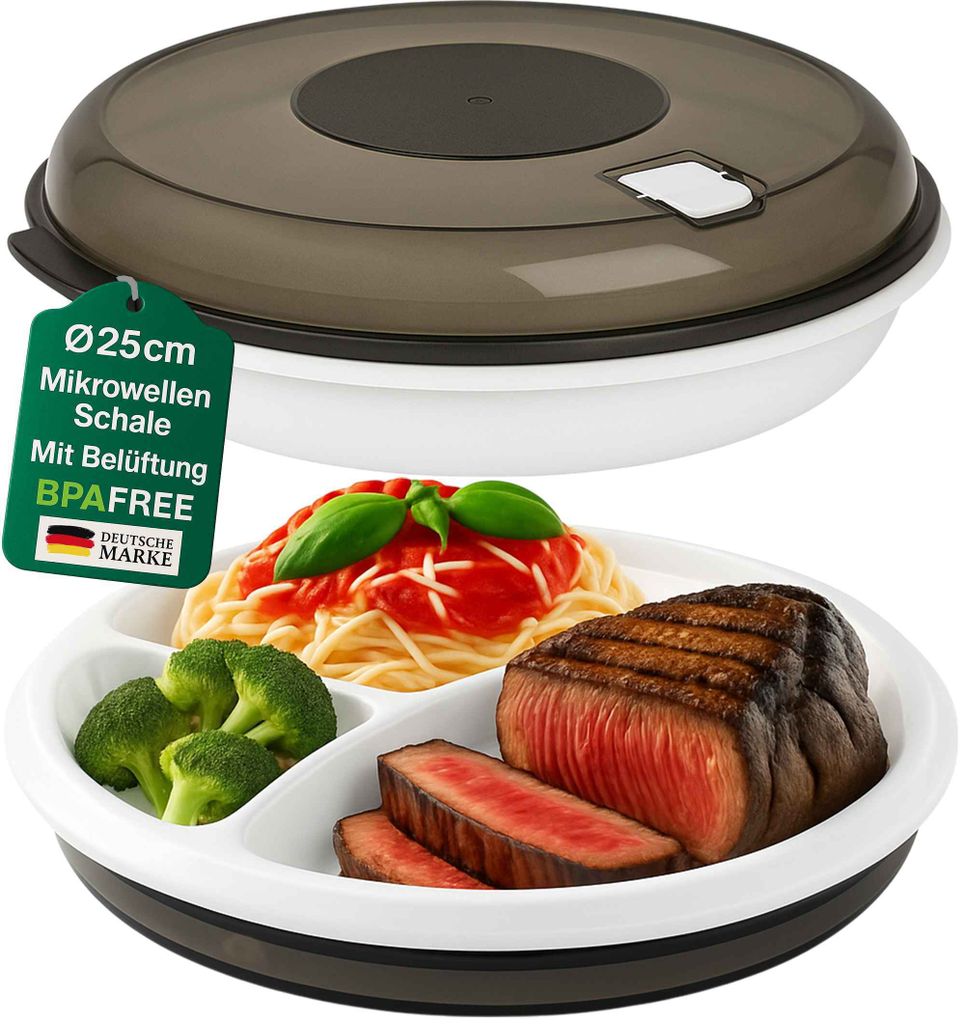 Menüteller mit Deckel Mikrowellengeschirr Portionsteller Seniorenteller 8 Stück