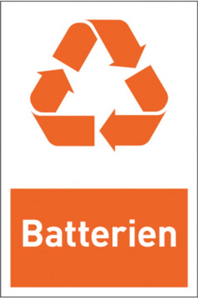 Dreifke Aufkleber Design-Recyclingschild: Batterien, Folie selbstklebend, 15...