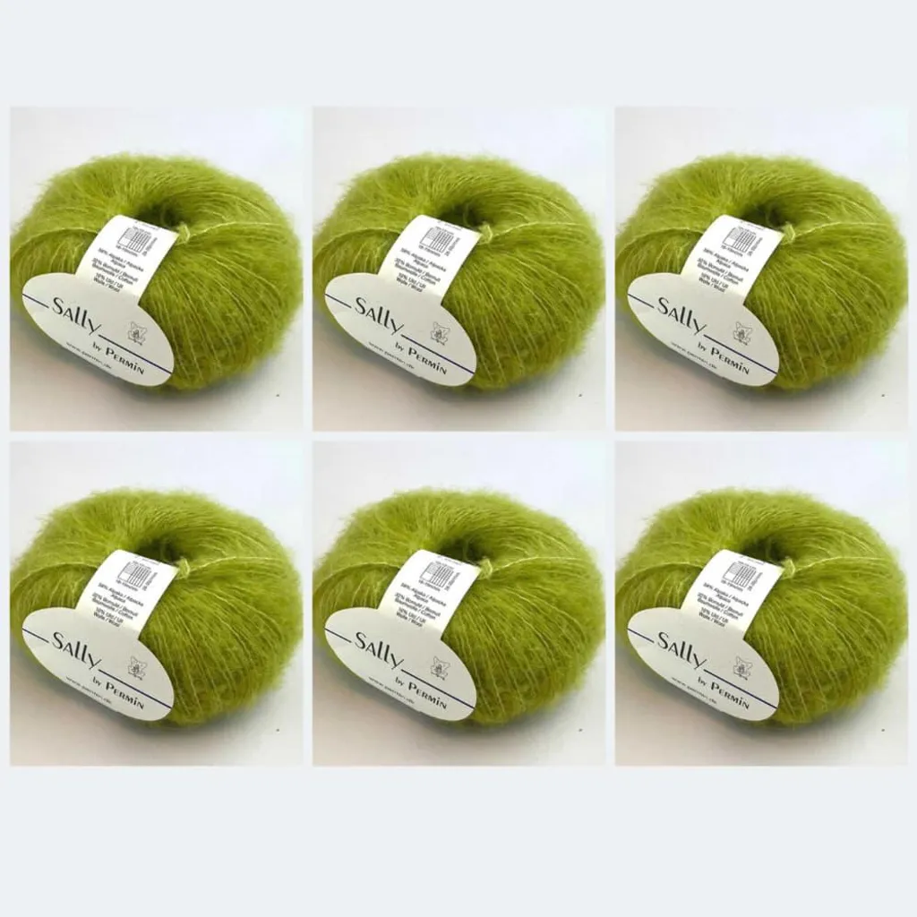 Fil moelleux Sally Permin alpaga superfine et coton vert fluo 06