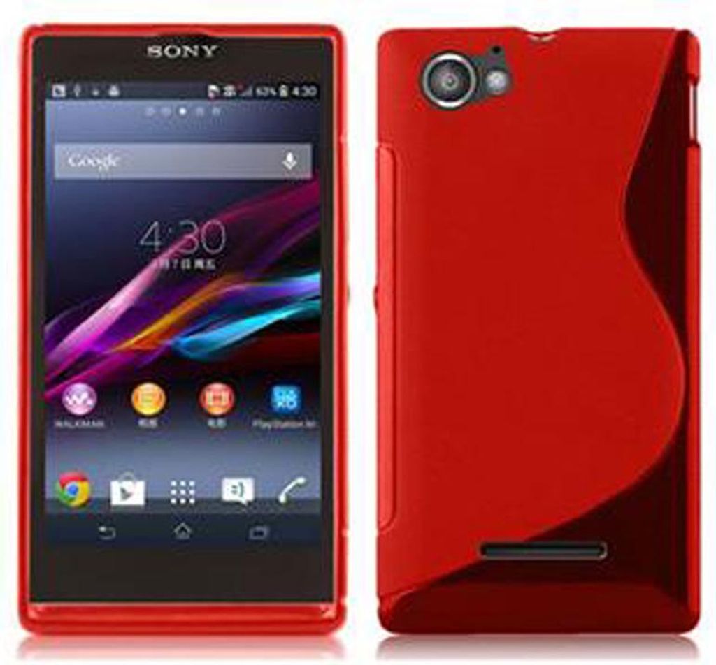 Cadorabo Schutzhülle für Sony Xperia M Hülle in Rot Handyhülle Case TPU Silikon Etui