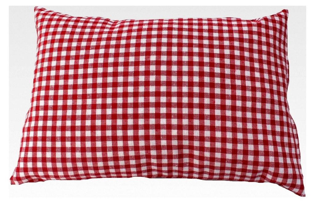 Zirbenkissen rot kariert mit Zirbenspänen aus Zirbenholz 30x20 cm