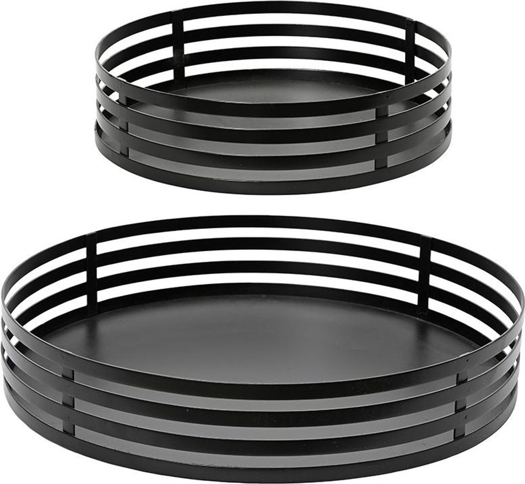 Set aus schwarzen Eisenplatten ø38 und ø28 cm, 2 Stück