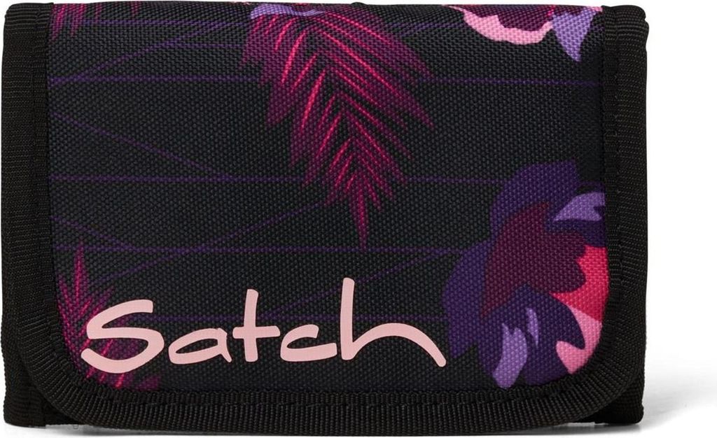 A close-up view of a wallet with a floral pattern.