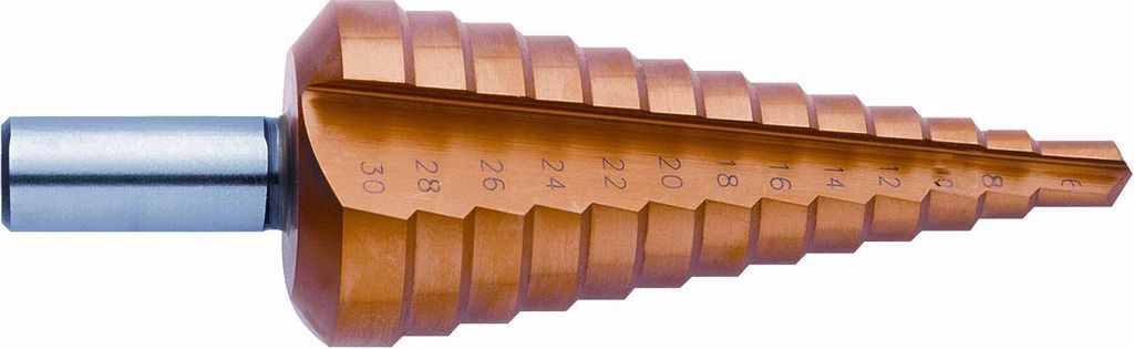 Exact Stufenbohrer 6-30 mm HSS TIN 6-30/2 Rundschaft
