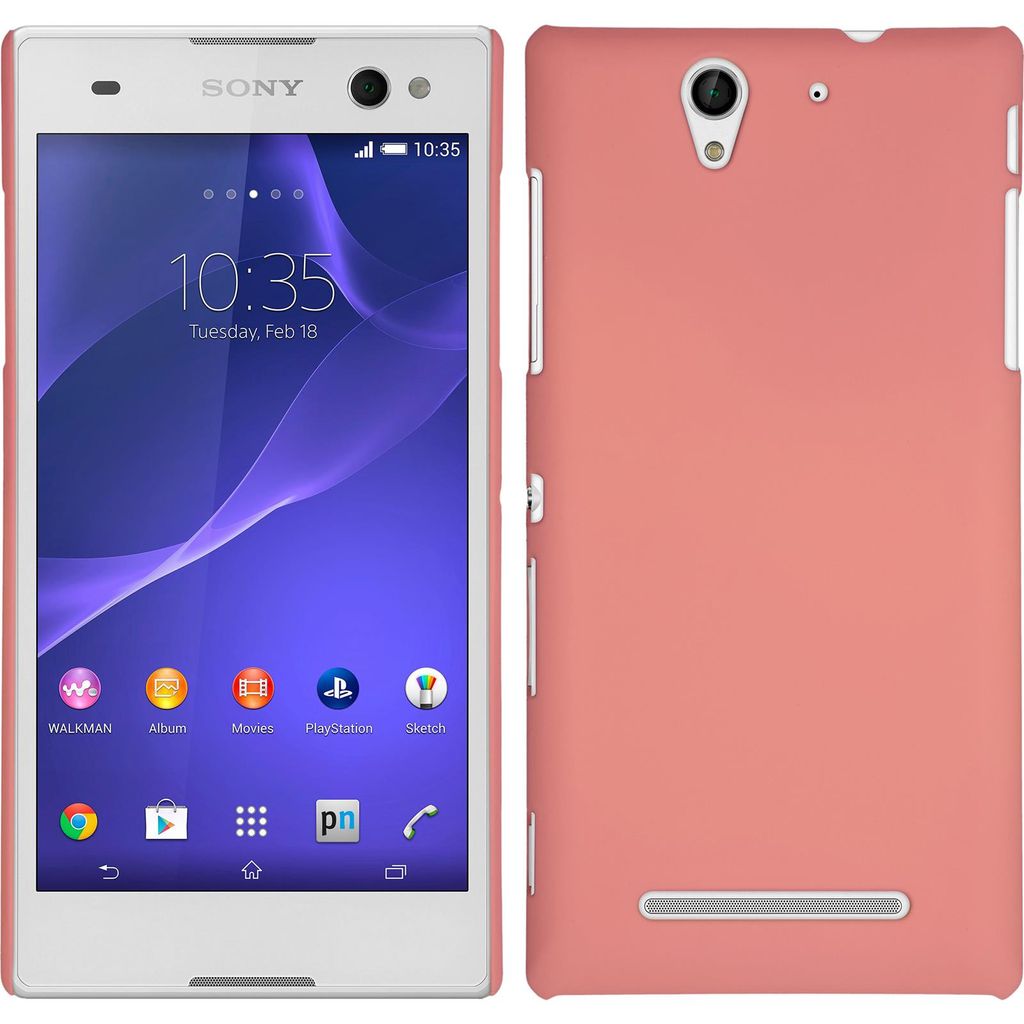 PhoneNatic Case kompatibel mit Sony Xperia C3 - Hülle rosa gummiert Hard-case Cover