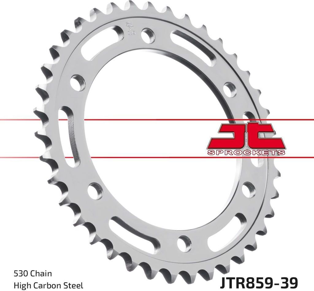 Kettenrad 39 Zähne Teilung 530 Typ JTR859 SILBER für Yamaha FZR FZS GTS 600 1000 / FJ XJR 1200 1300 / YZF 600 750 1000