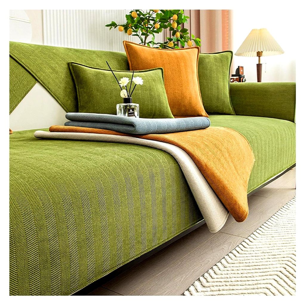 Sofadecken, Sofabezug für 2-Sitzer Couch, L-Form Couchschoner, U-Form Sofa Cover, 3-Sitzer Couch Cover, grün, 90 * 180 cm