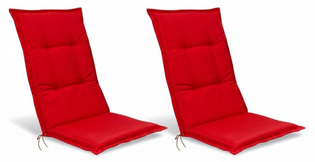 Beautissu 2er Set Hochlehner Set Base HL Sitzkissen, 120x50x6cm Rot