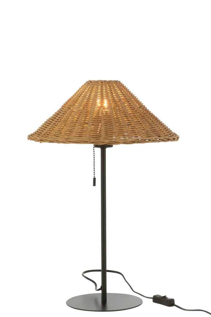 Luminaire J-Line métal noir et rotin tressé à la main - Style Bohème