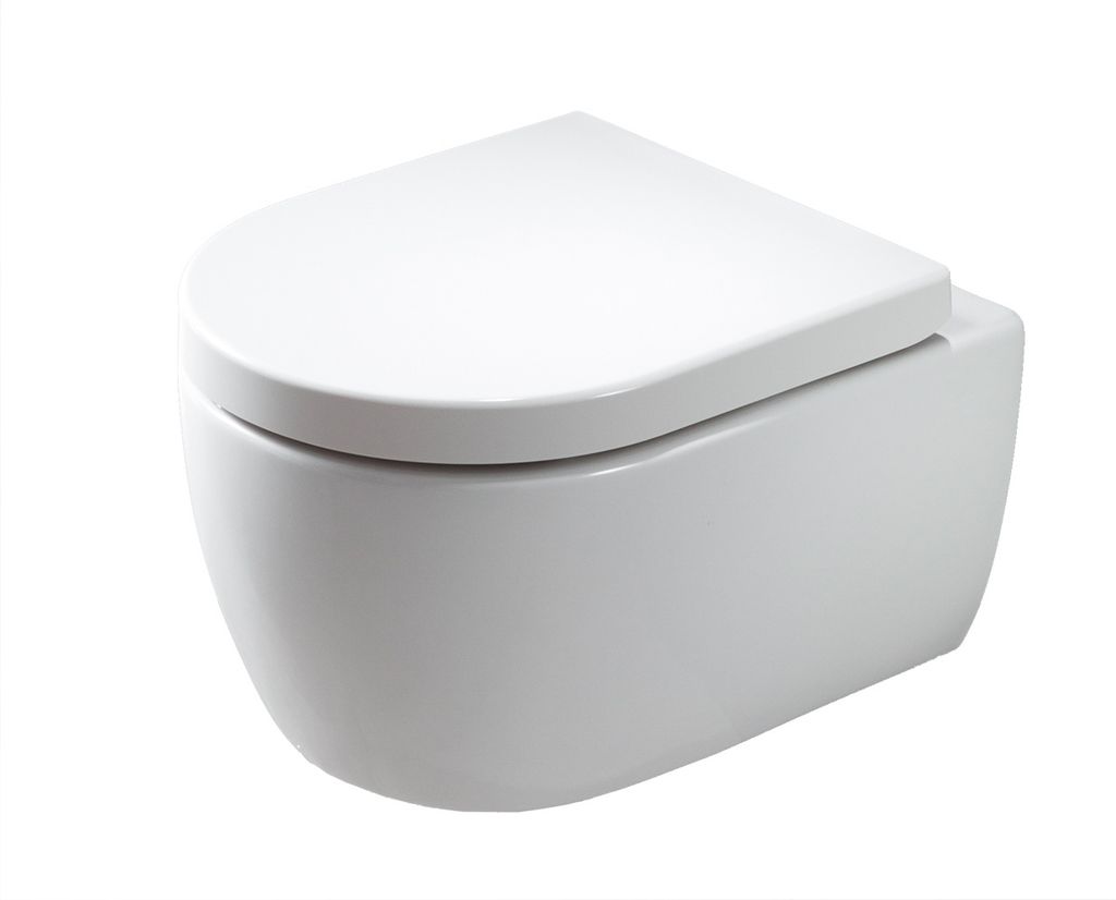 Spülrandloses Wand-Hänge WC NANO NT2039 - inkl. Softclose-Deckel - Weiß glänzend, Softclose-Sitz:Mit Standard LED-Nachtlicht