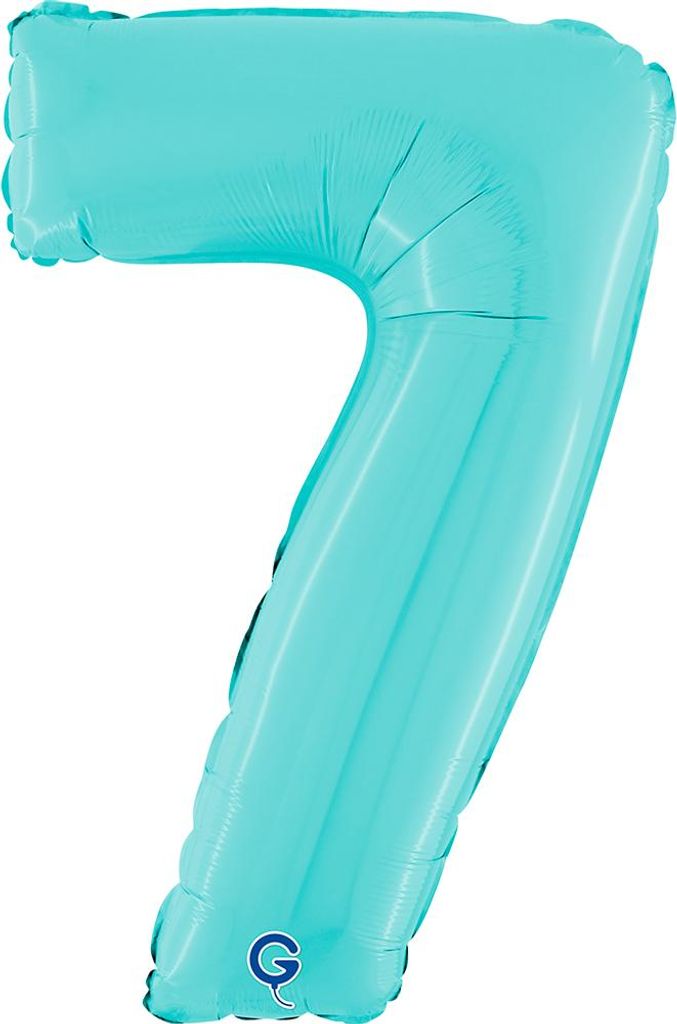 Riesenzahl Folienballon 26"/66cm | Pastel Blue Zahl: 7
