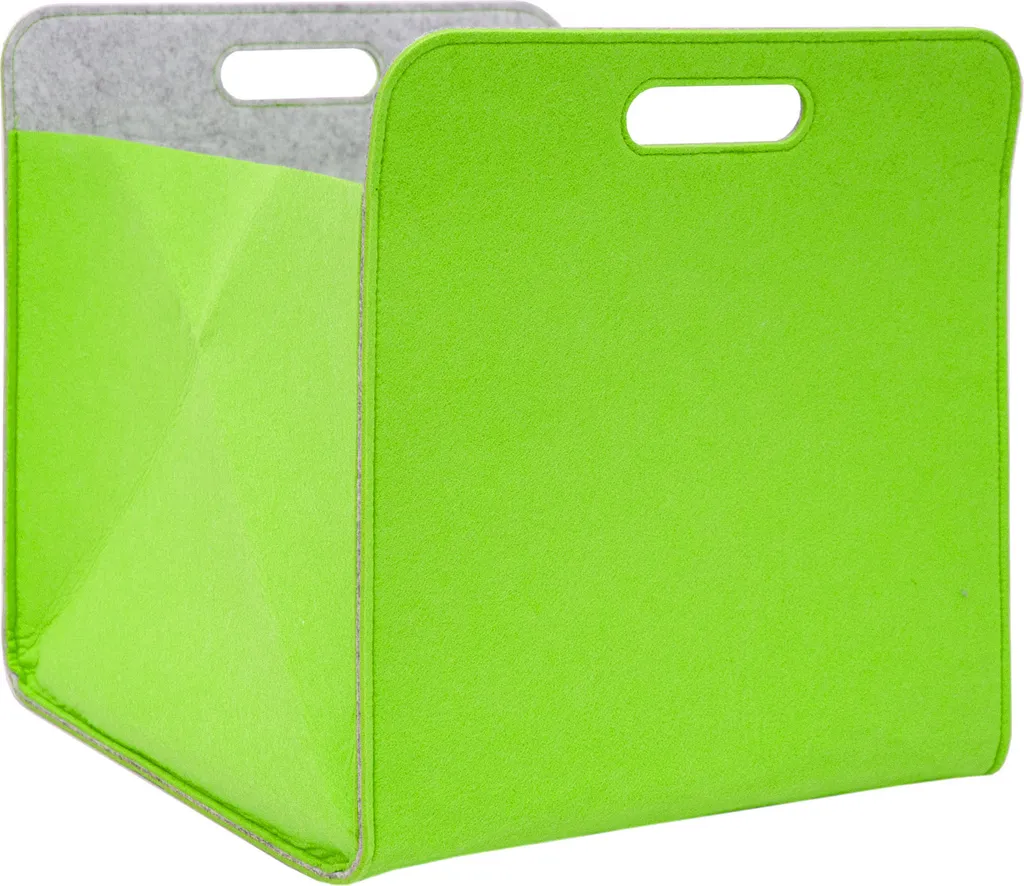 Rangement efficace : Lot 2 Boîtes Cube feutre Vert Pomme anti-désordre