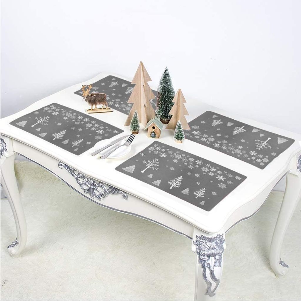 6er Set Weihnachtliche Tischsets – 45,5 X 30 Cm, Wasserdicht, Aus Baumwoll-Leinen, Festliches Karo-Design