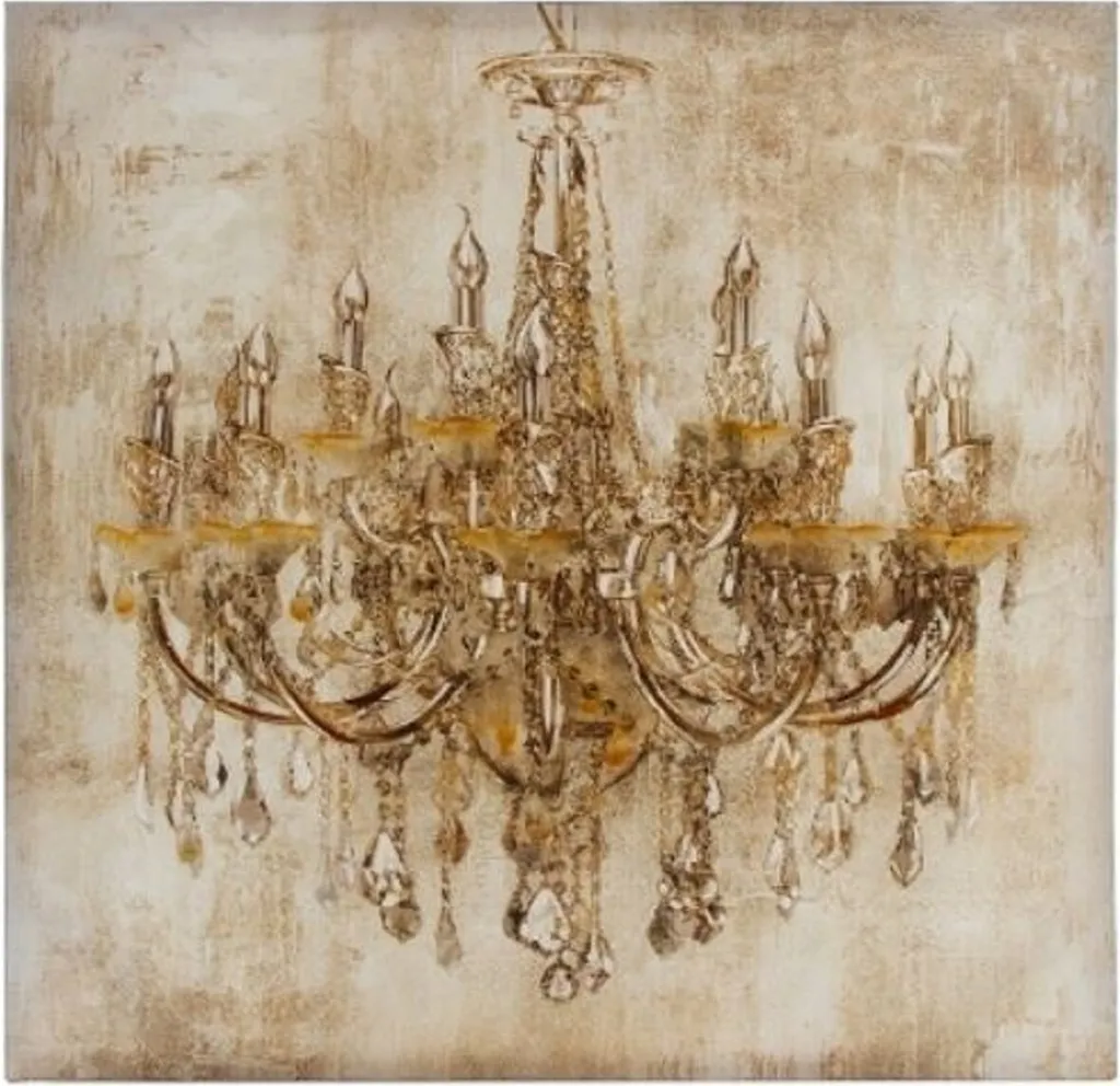 Casa Padrino Peinture à l'huile baroque Lustre Multicolore 80 x 80 cm