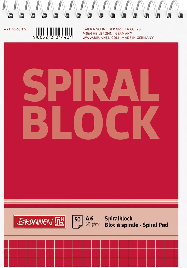 Carnet de notes à spirale A6 quadrillé 5x5 pour bureau et école