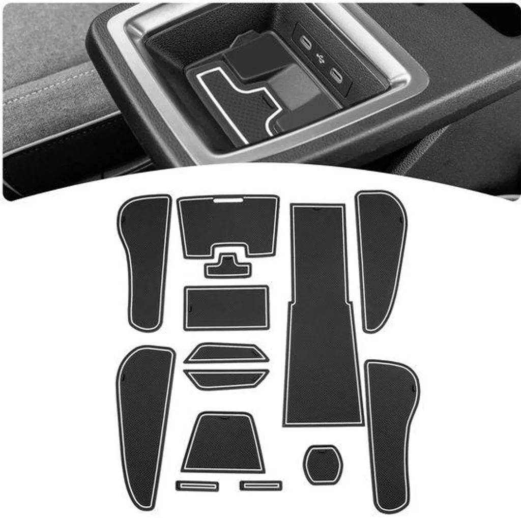 Tapis console centrale : protection rangement intérieur blanc voiture