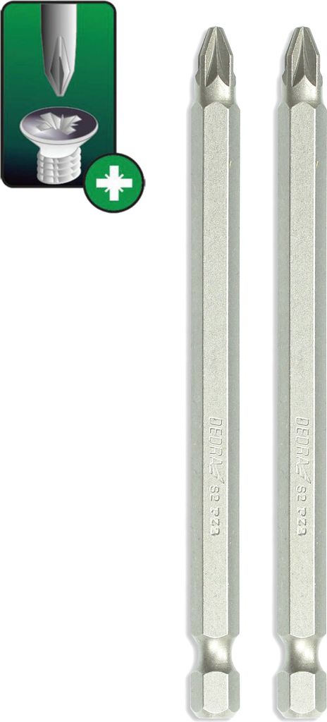 Pozidriv-Schraubendreherbits PZ2 100 mm, 2 Stück
