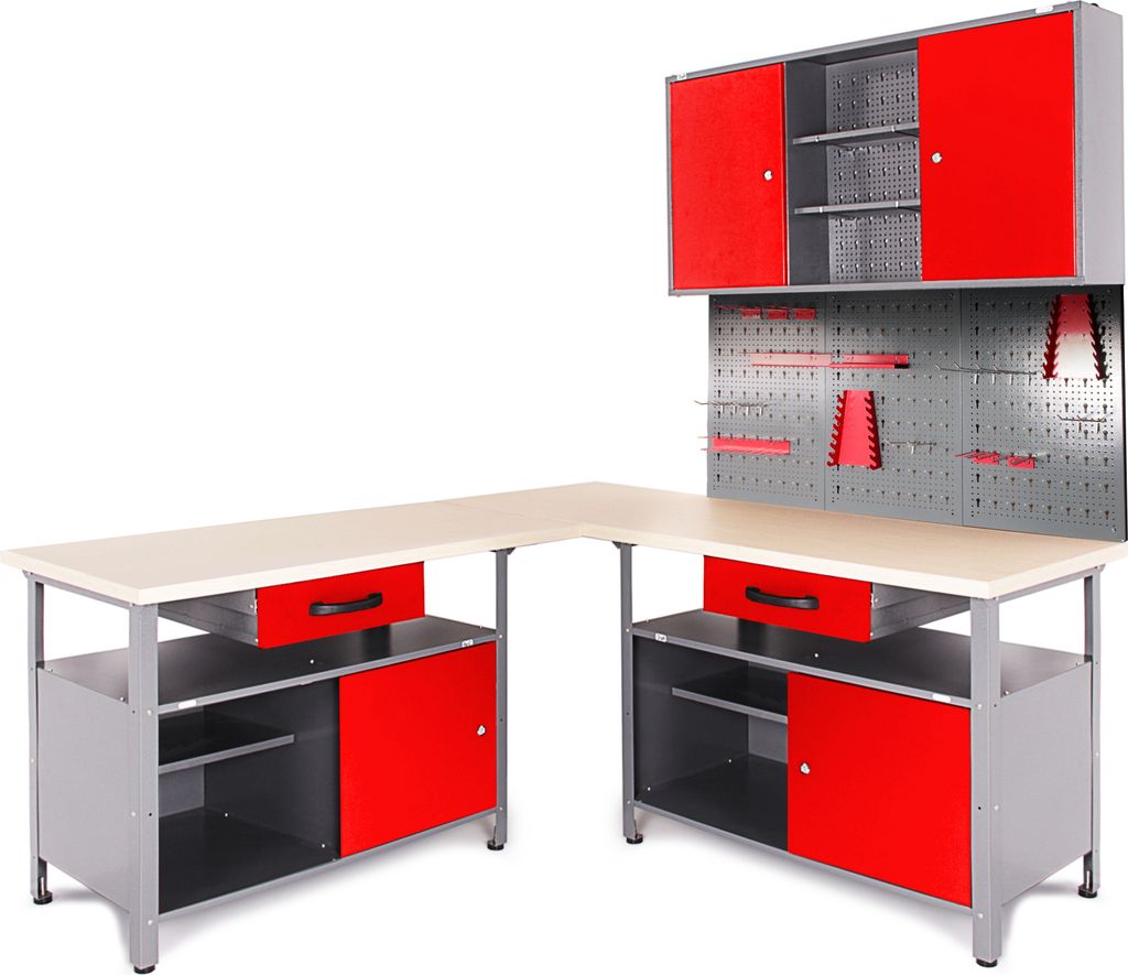 ONDIS24 Werkstatt Set Ecklösung Classic One 85 cm rot