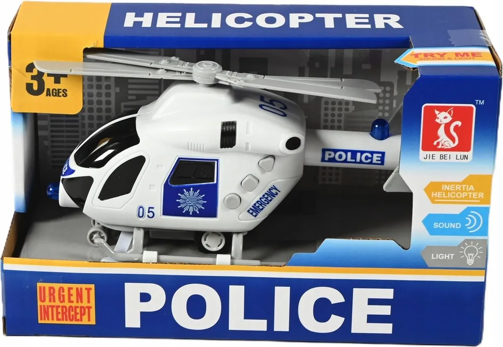 Jouet hélicoptère interactif police blanche pour enfants dès 3 ans