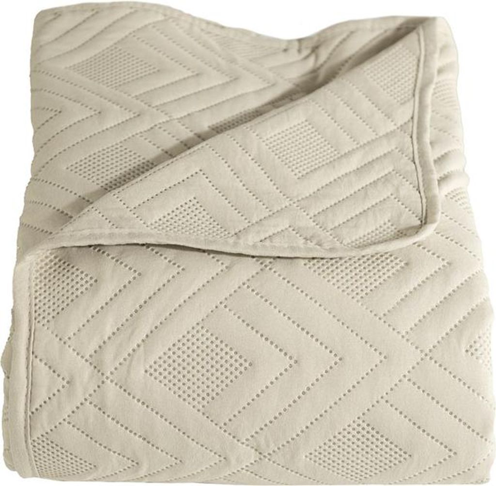 AVILA Dekorative Tagesdecke - beige, geometrisches Muster - 220x240cm