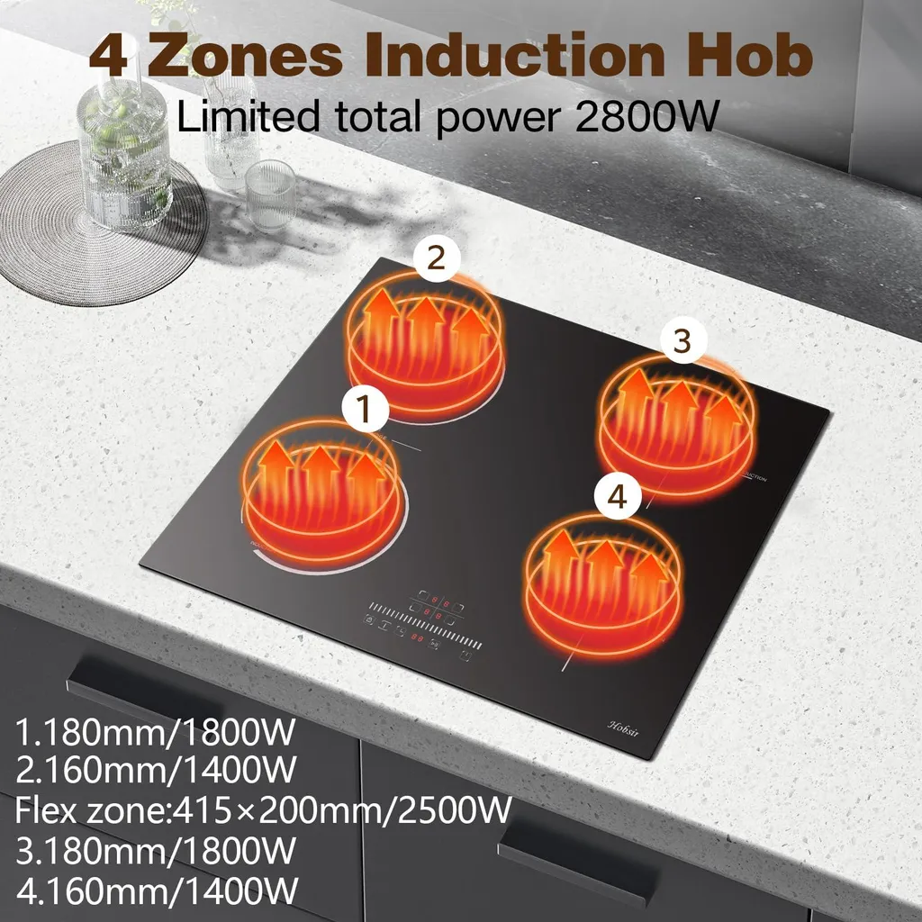 Table de cuisson induction 4 feux avec zone modulable Flex noire - 3