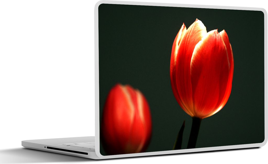 MuchoWow Laptop Aufkleber Sticker Cover Licht leuchtet auf die rote Tulpe 36.5x27.5 cm - Laptop-Sticker