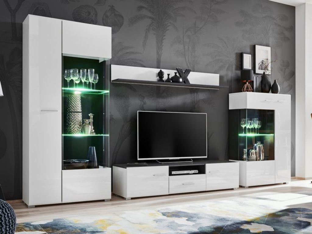 Wohnwand SOLIDO Anbauwand, TV-Lowboard, Vitrine, Produktbild 