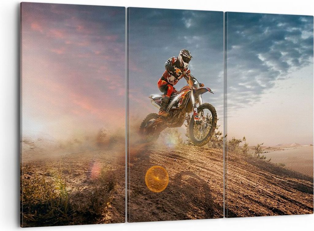 Bild auf Leinwand - Leinwandbild - Motor Reiten Helm - 105x70cm - Wand Bild - Wanddeko - Wandbilder - Leinwanddruck - Bilder - Kunstdruck - Wanddek...