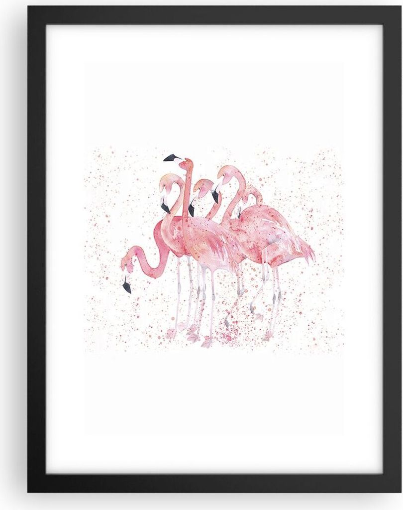 Gerahmtes Poster - Schwarzer Rahmen - Flamingo Vogel Wasser - 30x40 cm - Wand Bild - Wanddeko - Wandbilder - Kunstposter - Wandposter - Bilderrahme...