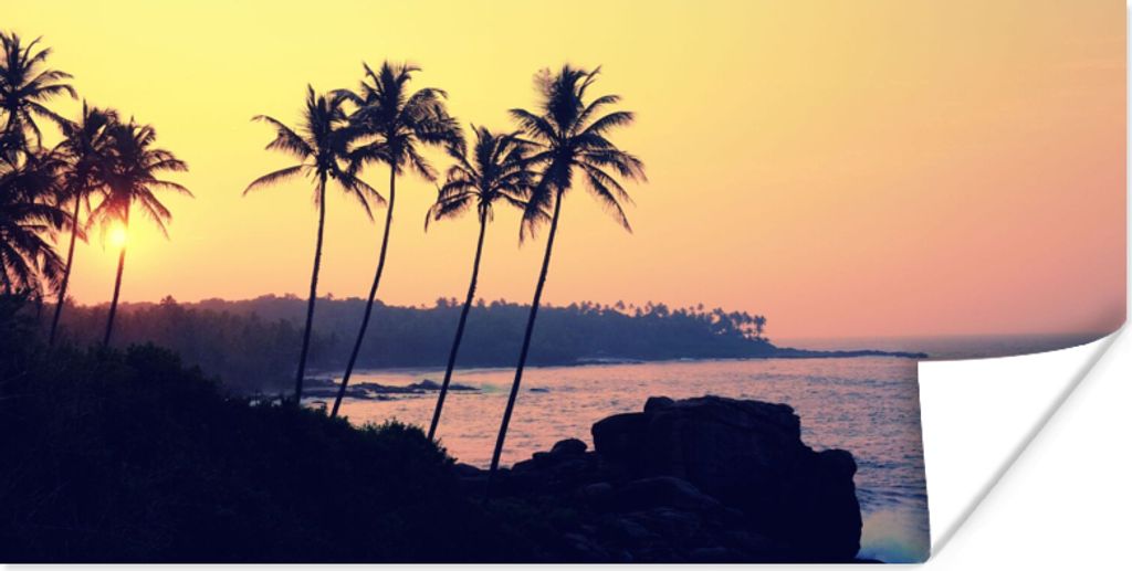 MuchoWow Poster Meer - Palme - Abend - Landschaft 160x80 cm - Foto Poster