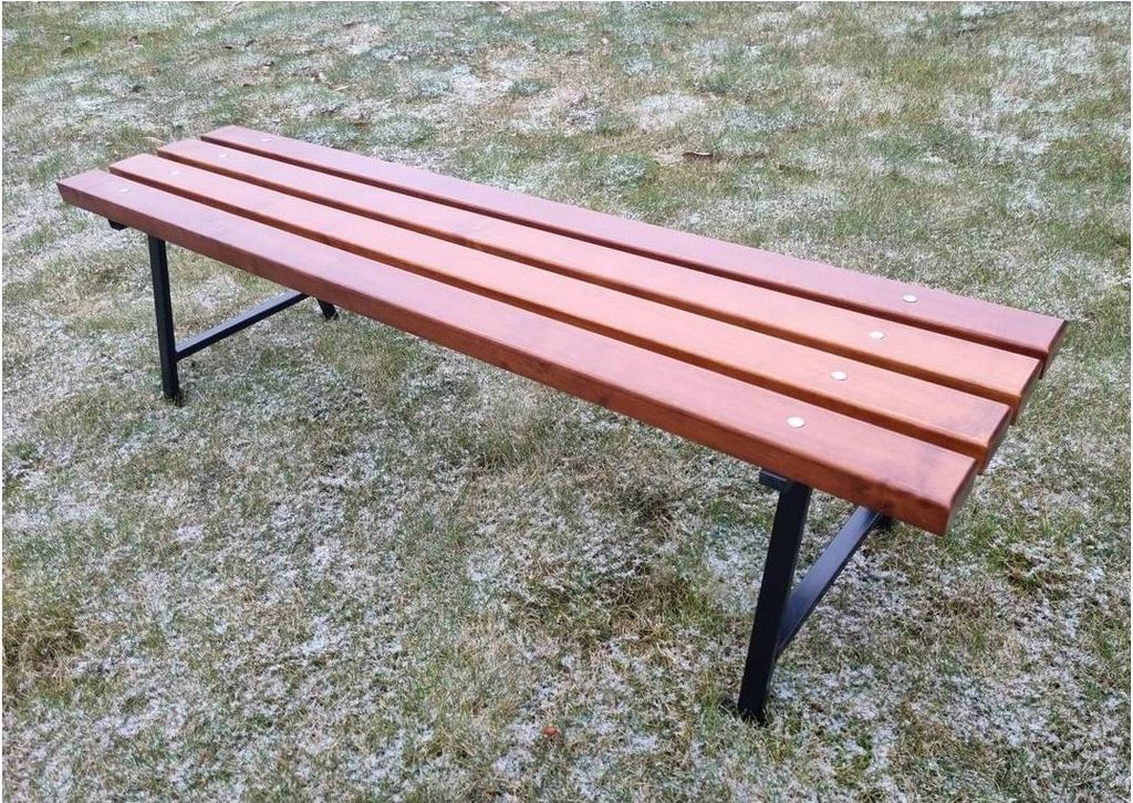 Parkbank Gartenbank Gestell Stahl Massivholz 160 cm lang 01900