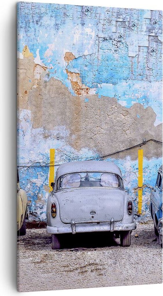 Bild auf Leinwand - Leinwandbild - Einteilig - Havanna Oldtimer Autos - 45x80cm - Wand Bild - Wanddeko - Wandbilder - Leinwanddruck - Bilder - Wand...