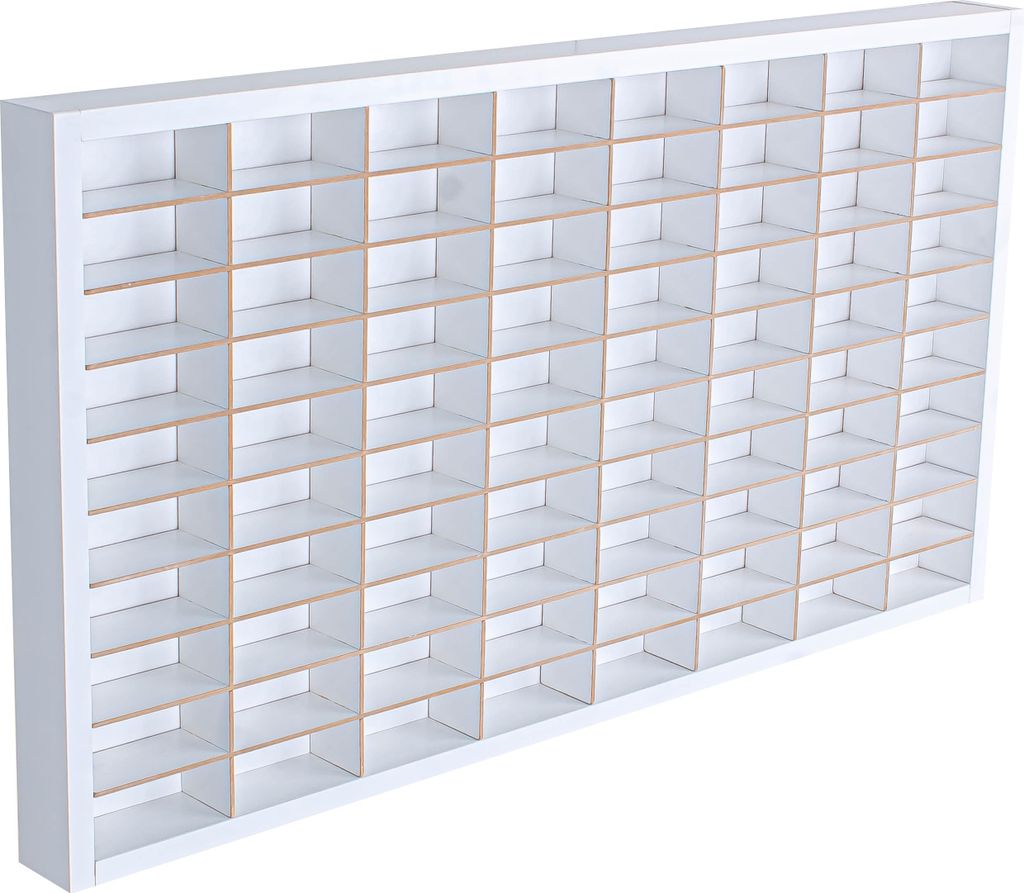 Vitrine de collection 80 compartiments en bois MDF blanc – Image du produit 