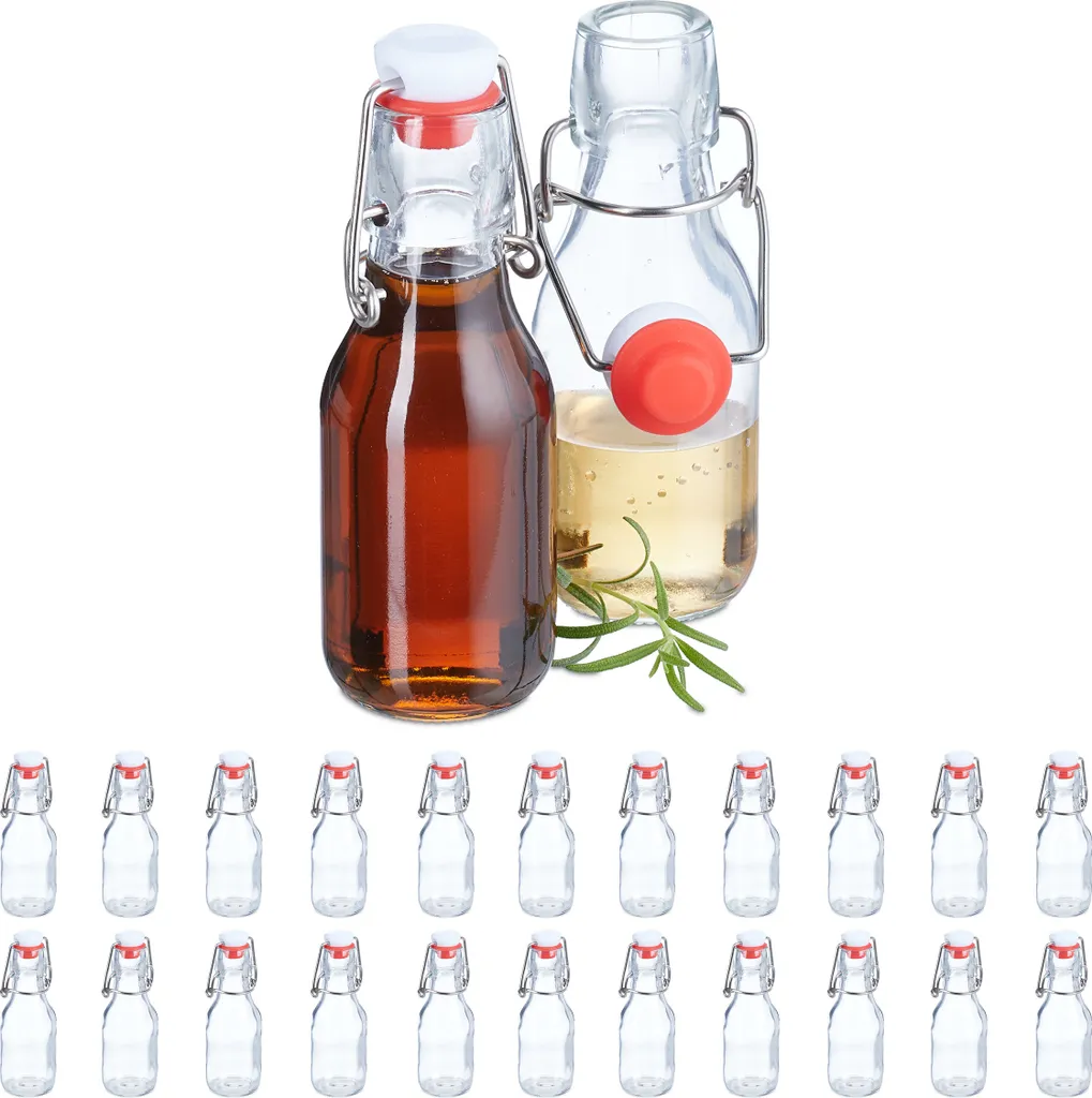 Stock 24 Bottiglie Vetro 100ml Relaxdays Tappo Ermetico - Prezzo Top