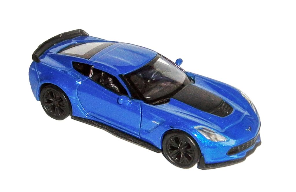 CHEVROLET Corvette Z06 2017 Modellauto aus Metall Modell Auto mit Rückzugmotor Spielzeugauto Spielzeug Welly 23 (Blau-Metallic)