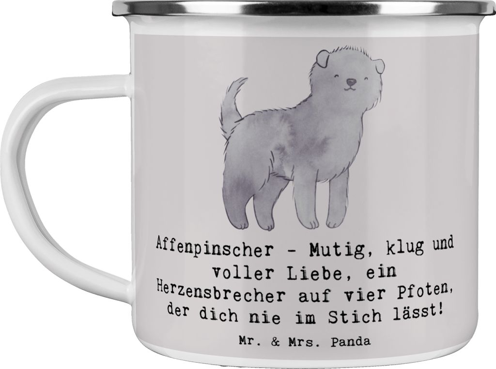 Mr. & Mrs. Panda Emaille Tasse Affenpinscher Liebe - Grau Pastell - Geschenk, Teetasse, lebhaft, becher, Hunderassen Charakter, Rattenfänger, Camp...