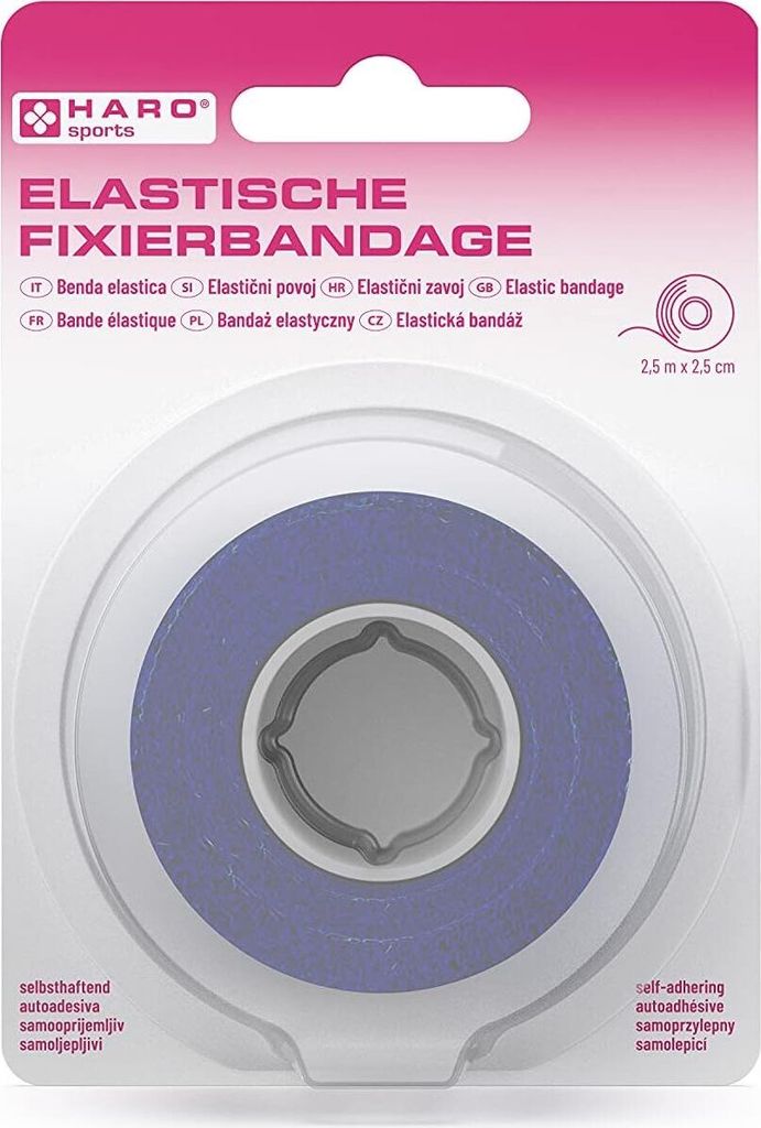 HARO Elastische Fixierbandage 25 mm x 2,5 m blau