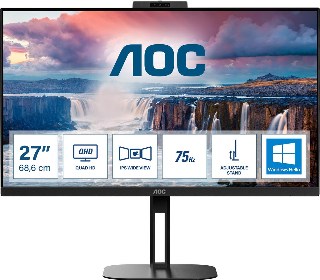 AOC 68,6cm (27") Q27V5CW/BK 16:09 HDMI+DP+USB-C WebCam IPS