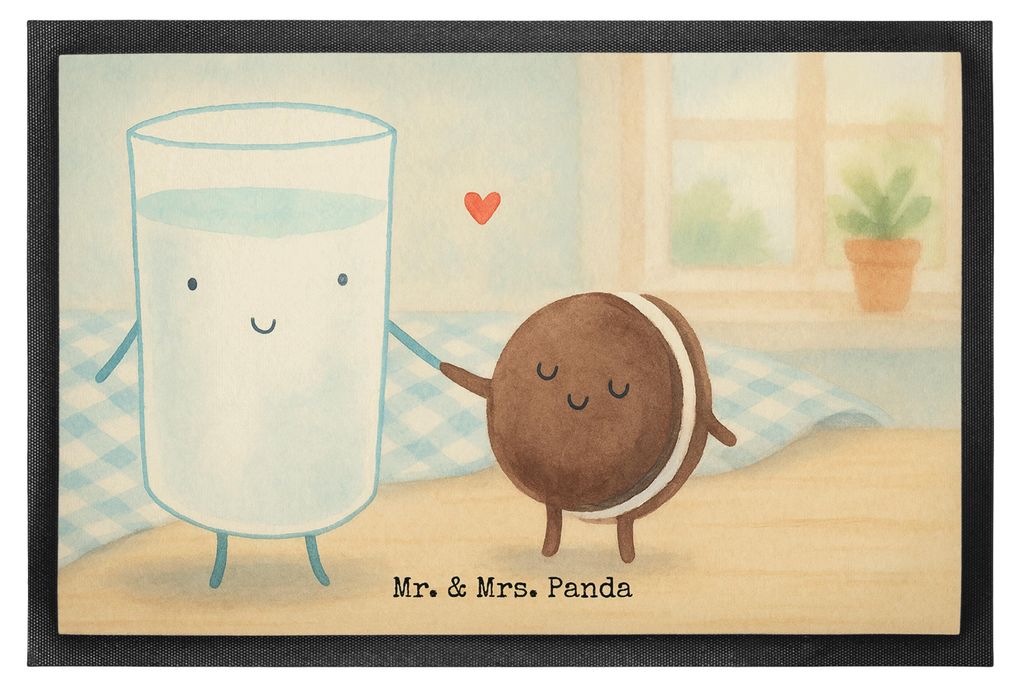Mr. & Mrs. Panda Schmutzmatte Milch Keks Design 40 x 60 cm - Weiß - Geschenk, Schmutzfangmatte, Cookie, Schmutzfangteppich, Schuhabstreifer, Einla...