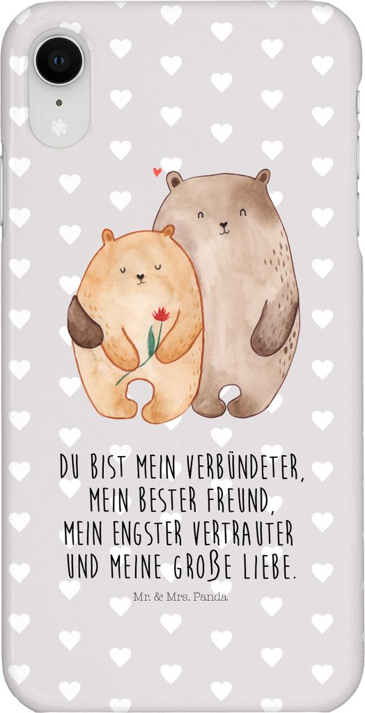 Mr. & Mrs. Panda Iphone XR Handyhülle Bären Liebe - Grau Pastell - Geschenk, Kuscheln, Premium Kunststoff, Handy Case, Hochzeitstag, Blume, Freun...
