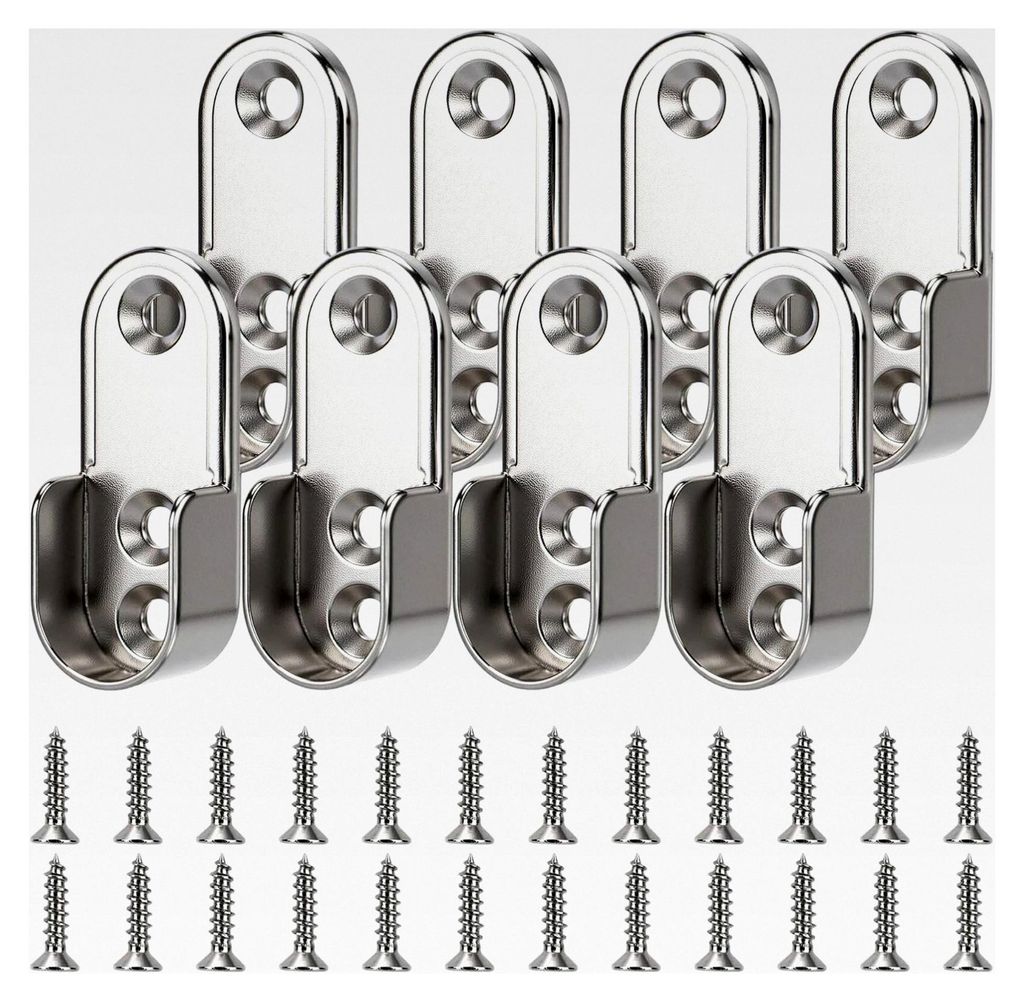 8 Stück Kleiderstangenhalter, Halterung für Kleiderstangen, Weiße Stangenhalterung für Schränke, Universelle Garderobe Rohrhalterung, 7x1,2x1,...