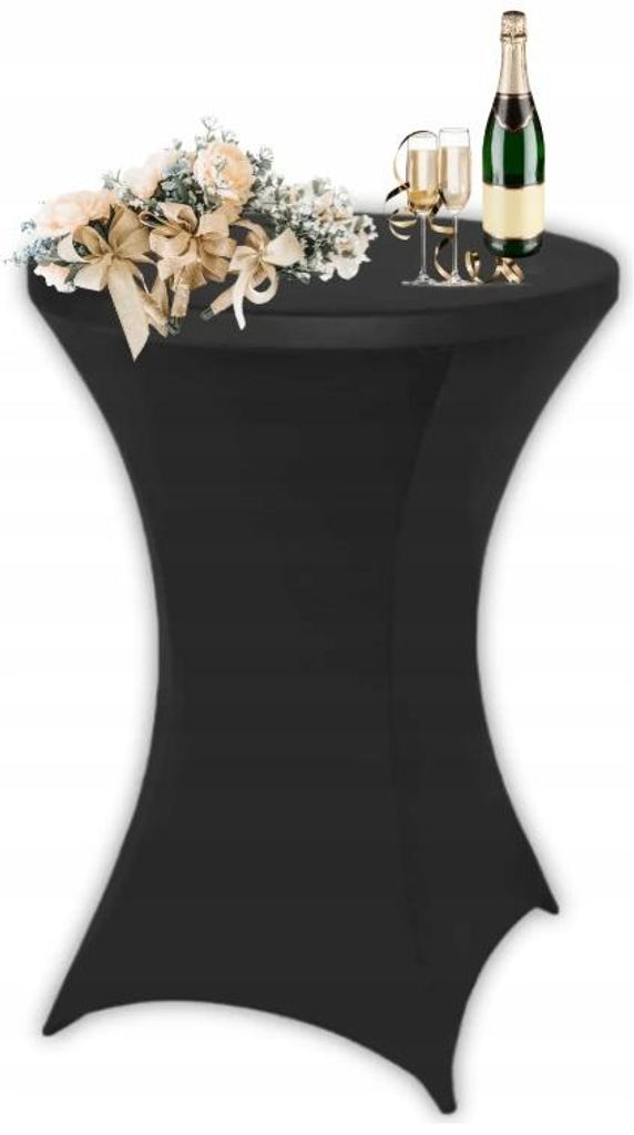 Tischhusse für Stehtisch Ø80 cm - Schwarz - Stretchhusse - Produktbild 