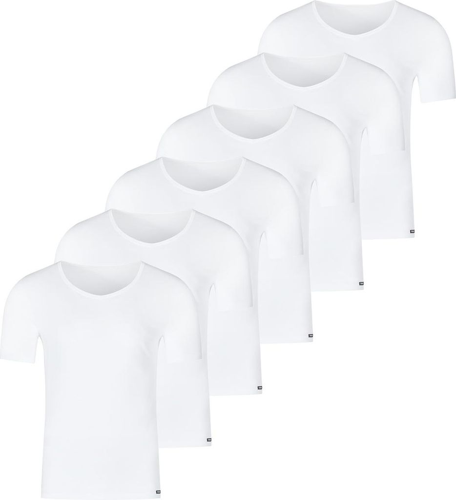 Skiny 6er Pack Unterhemd / Shirt Kurzarm Unterhemd / Shirt Kurzarm V-Ausschnitt für coole Styles, Körpernaher Passform, Strapazierfähig, pflegel...