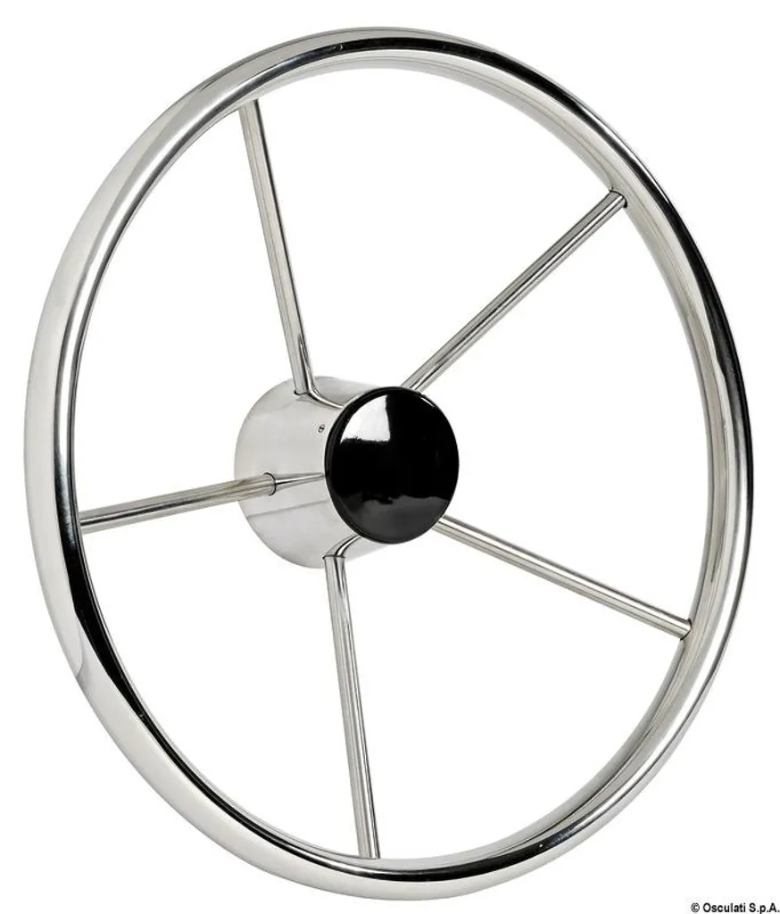 Volant de direction nautique inox 380 mm à 5 branches pour commande mer