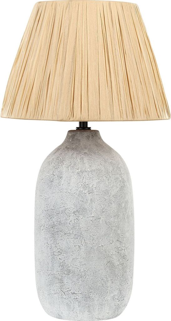 BELIANI Tischlampe Grau Keramik Vasenform Strukturiert 56 cm Papierschirm Kegelform Natürlich Langes Kabel mit Schalter Modern Boho Beleuchtung Le...