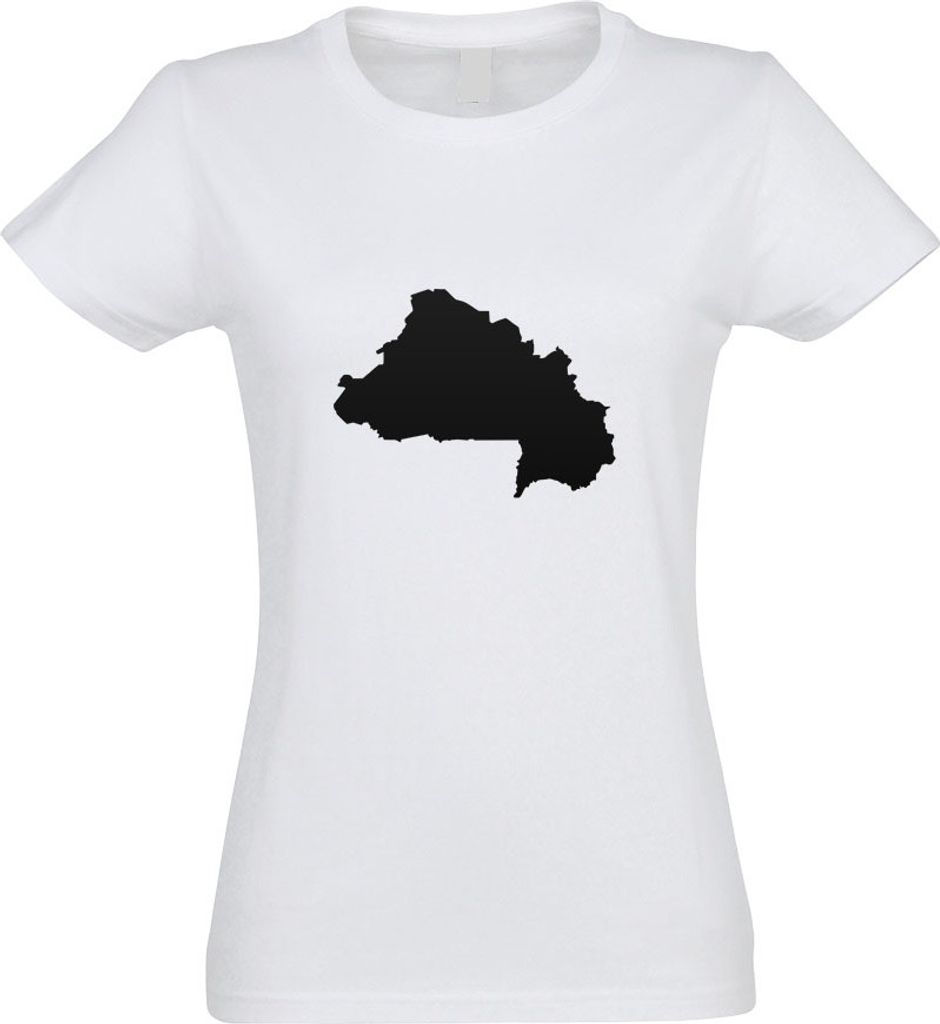 Kiwistar - T-Shirt tailliert - Damen - Weiss - Burkina Faso Umriss Kontur - mit Motiv Bedruckt - Funshirt Design - Sport - Freizeit - Damen - L