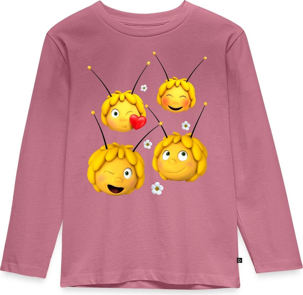 Spreadshirt Biene Maja Emotionen Kinder Premium Langarmshirt, 110/116 (4 Jahre), Mauve