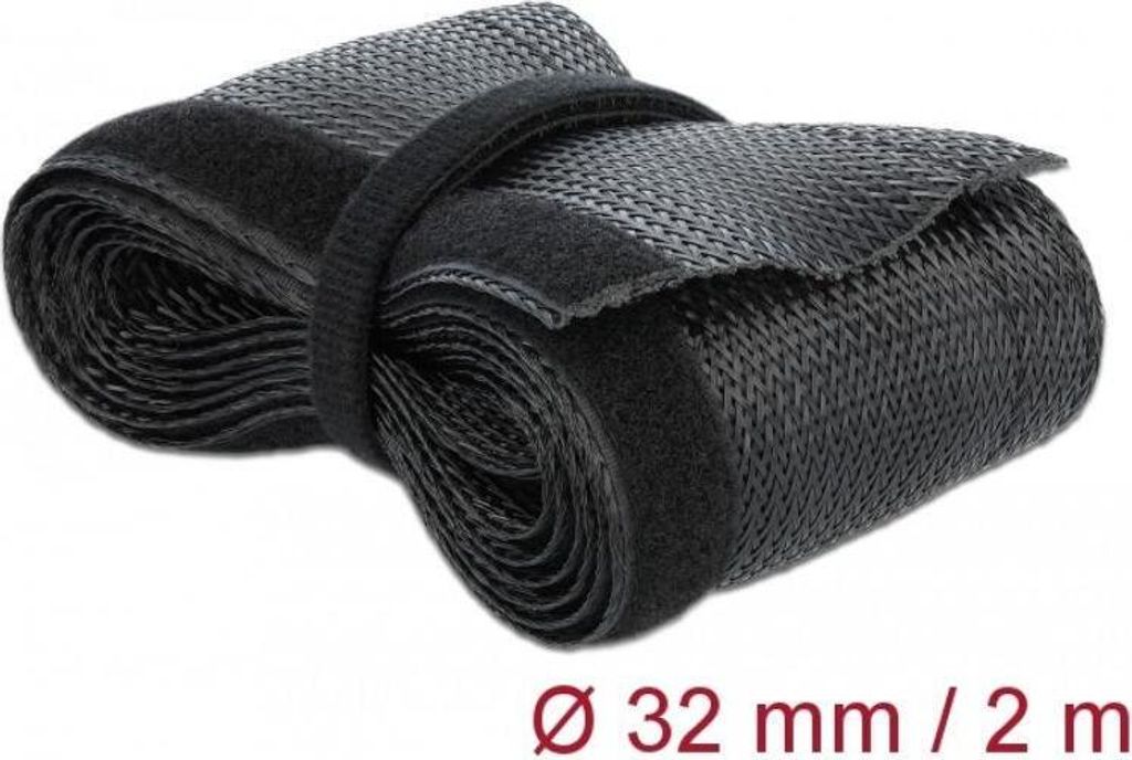 DELOCK Geflechtschlauch mit Klettverschluss 2mx32mm schwarz